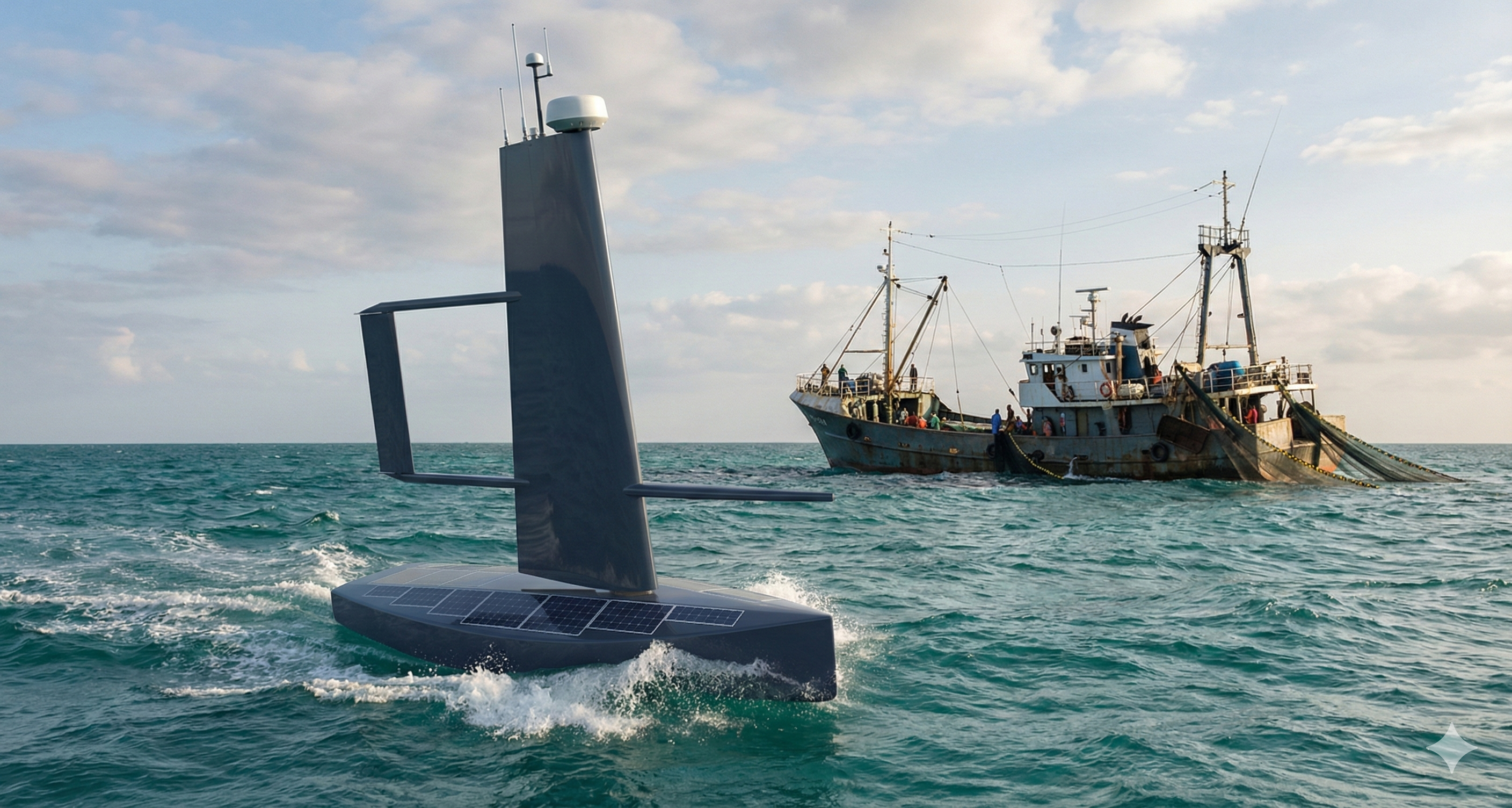 Autonomous USV detecting illegal fishing vessel